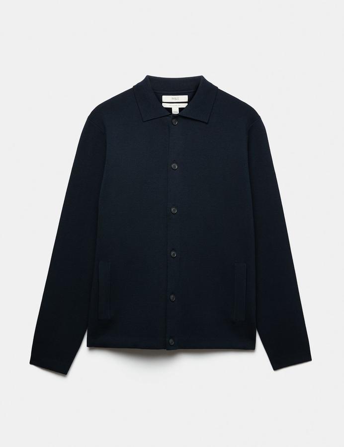 Cotton Blend Milano Knit Overshirt