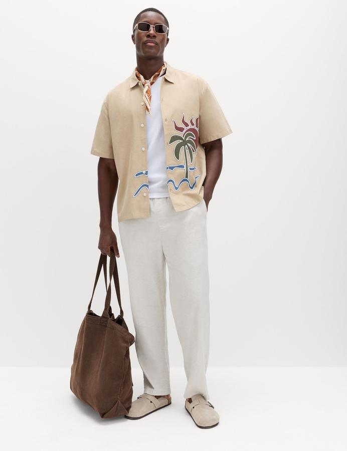 Cotton Rich Embroidered Short Sleeve Shirt