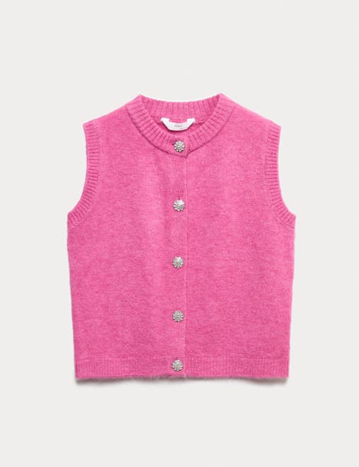 Button Through Knitted Vest (6-16 Yrs)