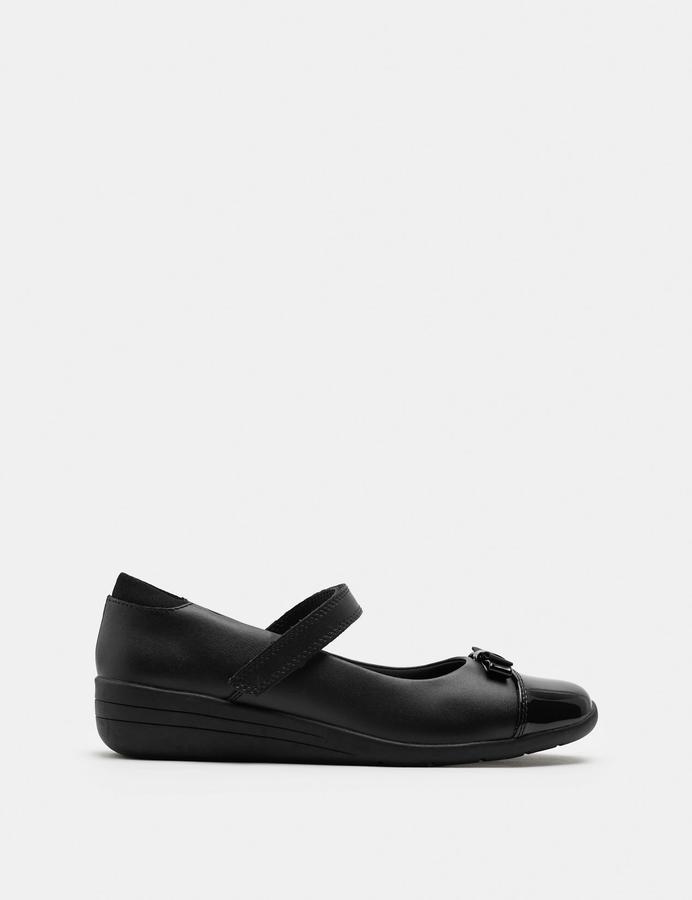 Kids' Leather Wedge Mary Jane School Shoes (2½  Large - 7 Large)