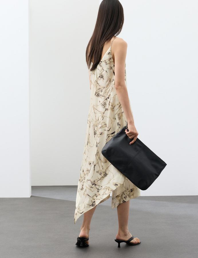 Cupro Rich Printed Asymmetric Midi Slip Dress