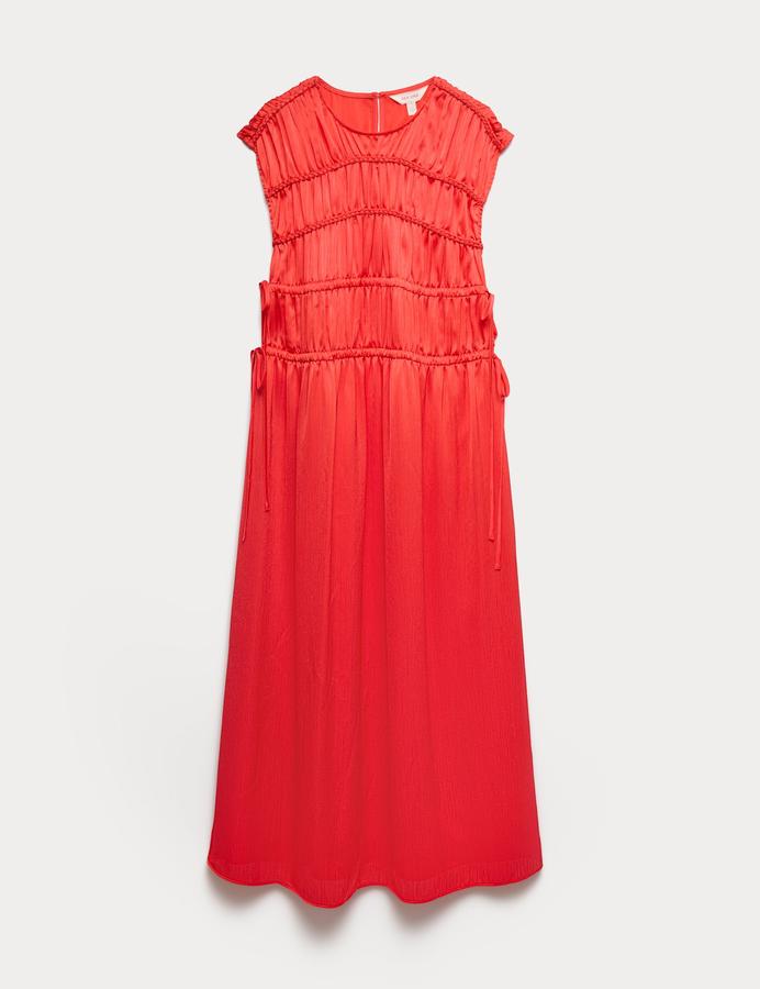 Satin Smock Detail Midaxi Dress