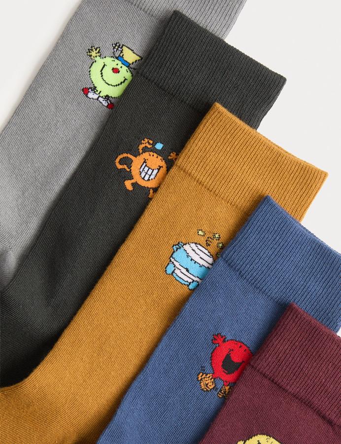 5 Pack Cotton Rich Mr Men Socks