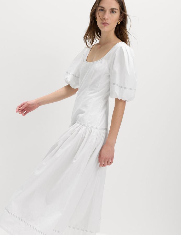 Pure Cotton Drop Waist Midi Waisted Dress