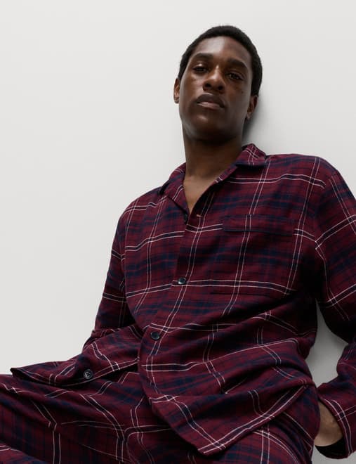 Pure Cotton Brushed Checked Pyjama Set