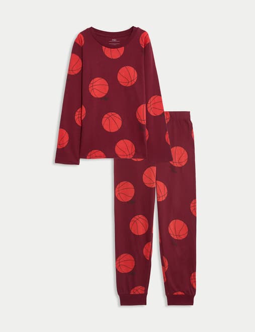 Pure Cotton Basketball Pyjamas (3-16 Yrs)