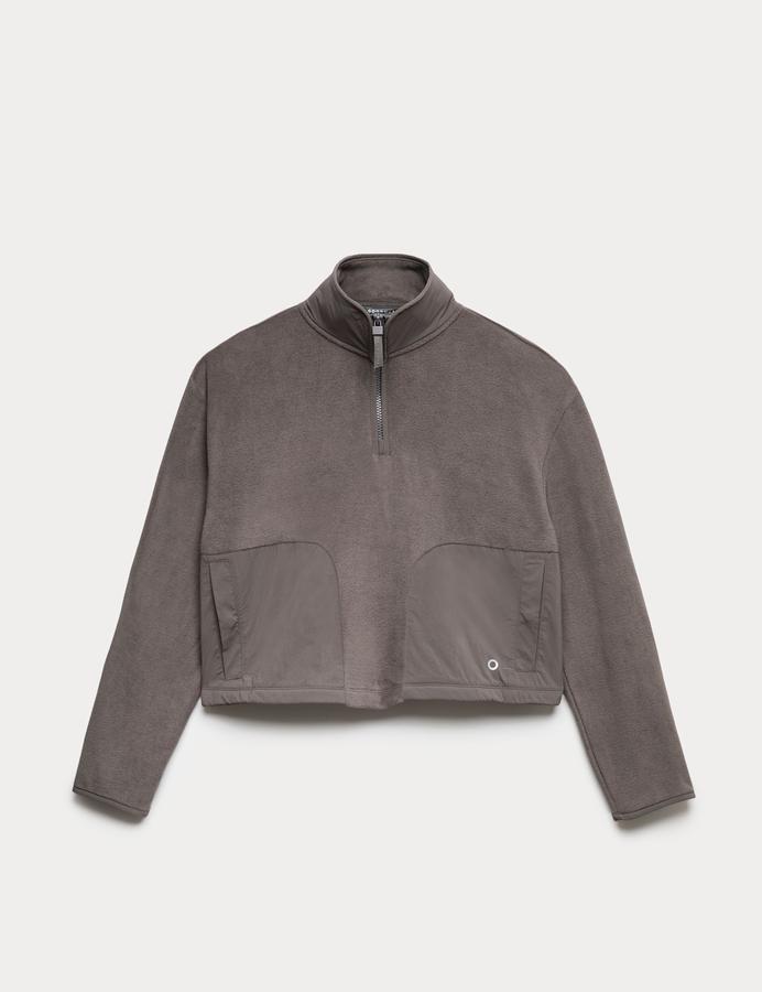 Funnel Neck Half Zip Relaxed Cropped Fleece