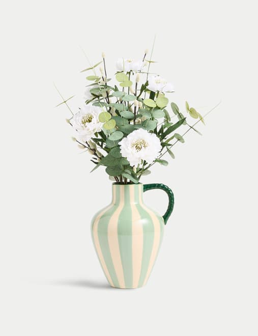 Artificial Large Green Arrangement in Ceramic Jug