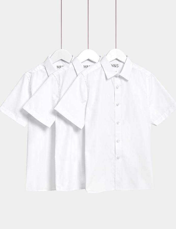 3 Pack Boys' Plus Fit Easy Iron School Shirts (4-18 Yrs)