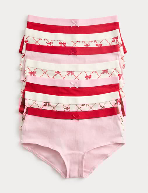 7pk Cotton with Stretch Bow Striped Shorts (5-16 Yrs)