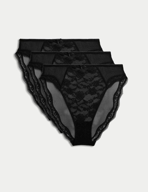 3pk Jasmine Lace High Waisted High Leg Knickers