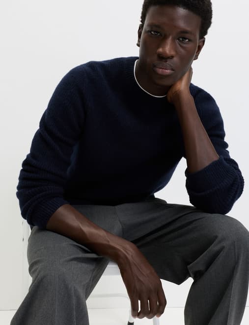 Supersoft Ribbed Crew Neck Jumper with Wool