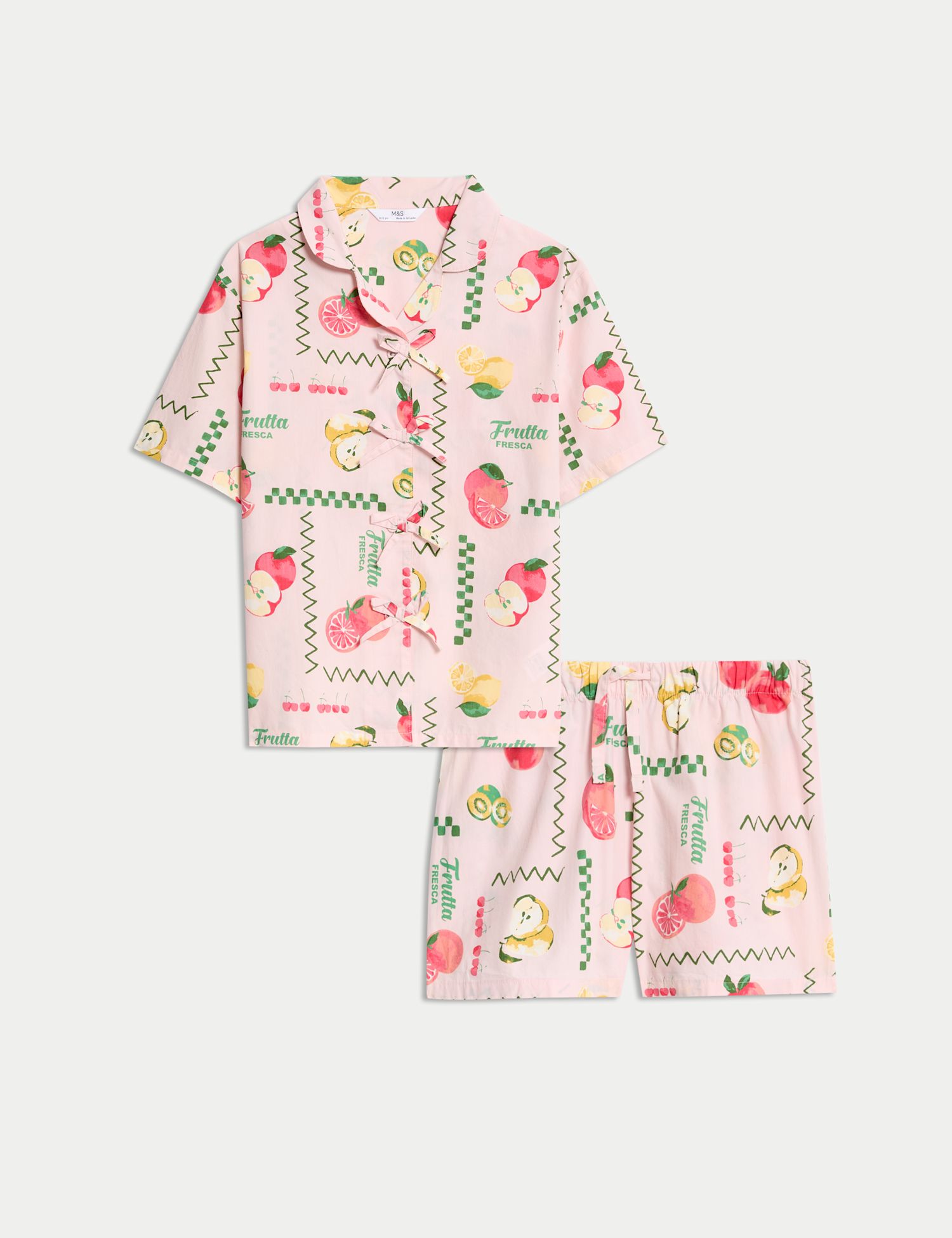 Shop Pure Cotton Fruit Bow Revere Short Pyjamas (3-16 Yrs) for