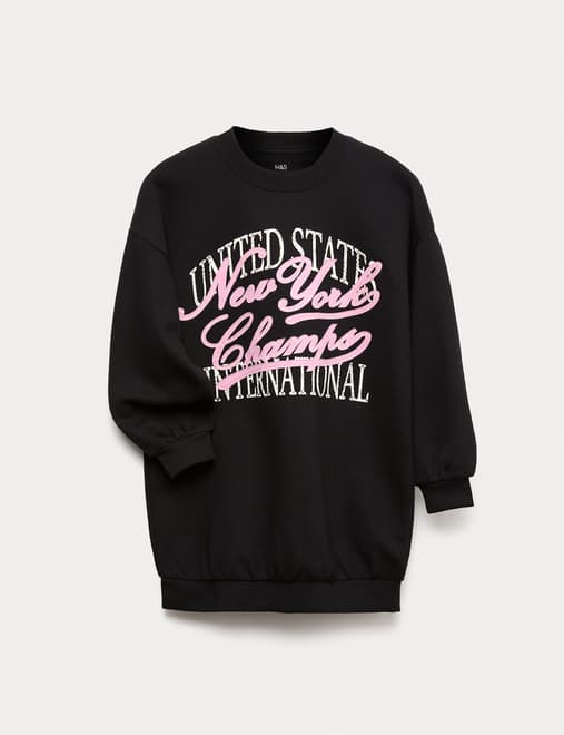 Cotton Rich Graphic Sweat Dress (6-16 Yrs)