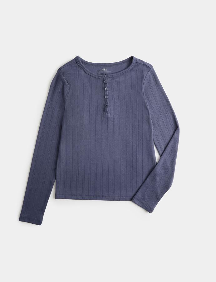 Long Sleeve Button Up Pyjama Top (6-16 Yrs)