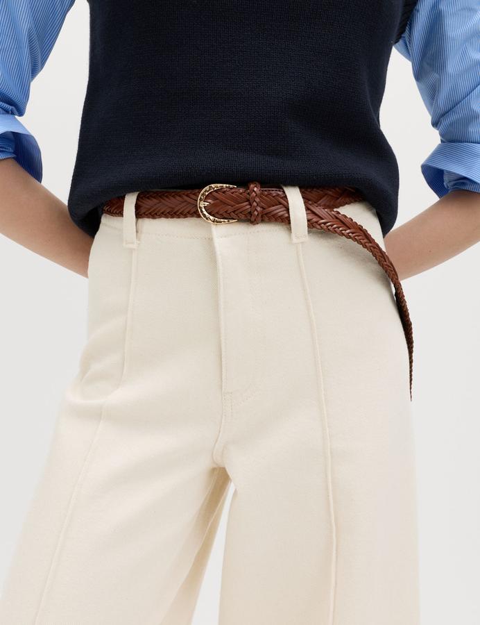 Pintuck Wide Leg Ankle Grazer Jeans
