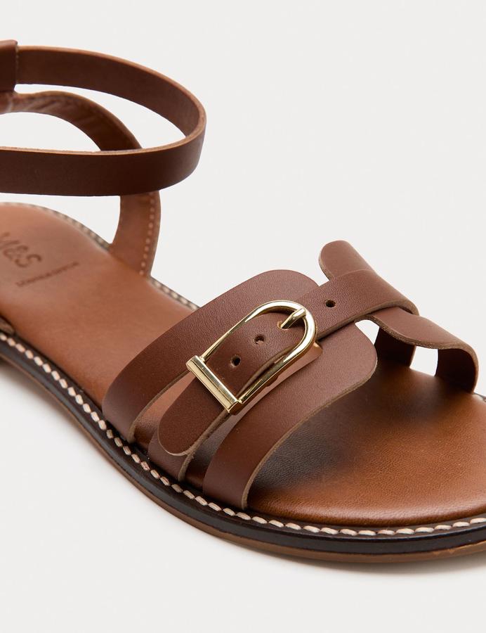 Leather Buckle Ankle Strap Sandals