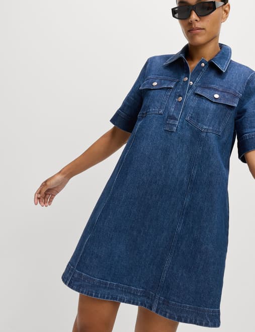 Cotton Rich Collared Mini Shirt Dress