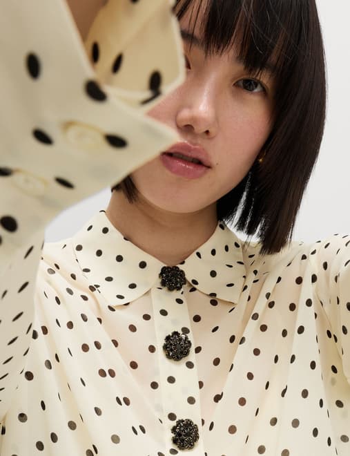 Polka Dot Embellished Button Detail Shirt