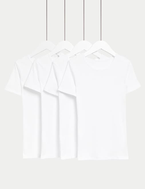 4 Pack Pure Cotton Short Sleeve Vests (2-14 Yrs)