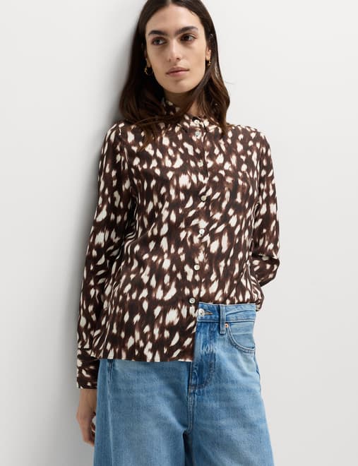 Animal Print Collared Shirt