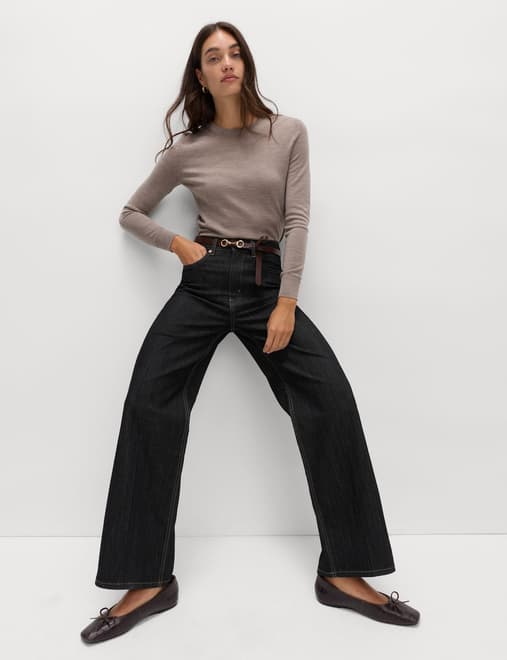 High Waisted Smart Wide Leg Jeans