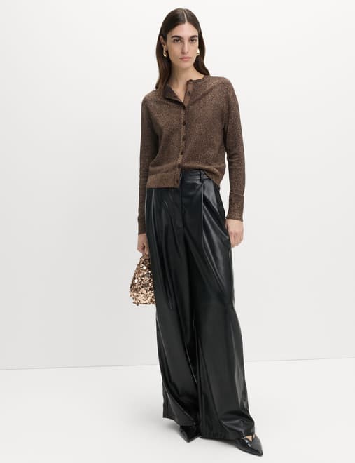 Metallic Sparkly Crew Neck Cardigan