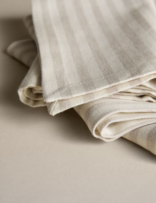 Set of 4 Cotton with Linen Thin Stripe Napkins
