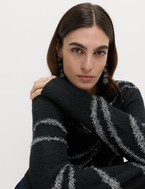 Tinsel Animal Print Jumper with Wool