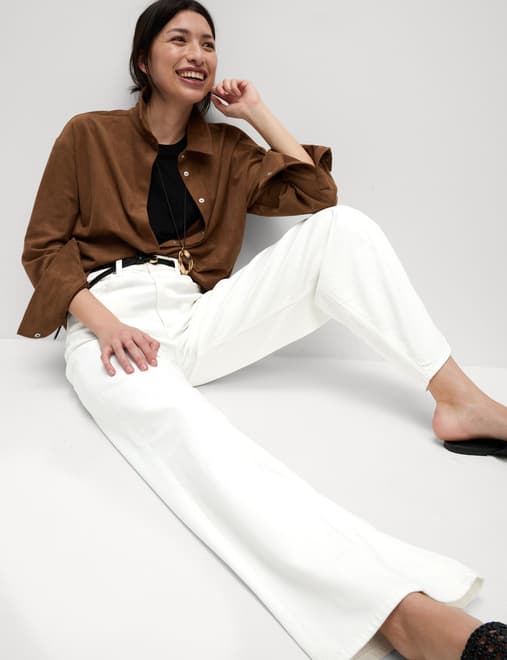 High Waisted Smart Wide Leg Jeans