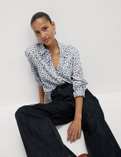 Printed Collared Button Through Shirt