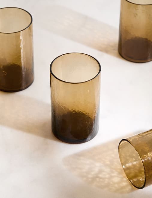 Set of 4 Hammered Hi Ball Glasses