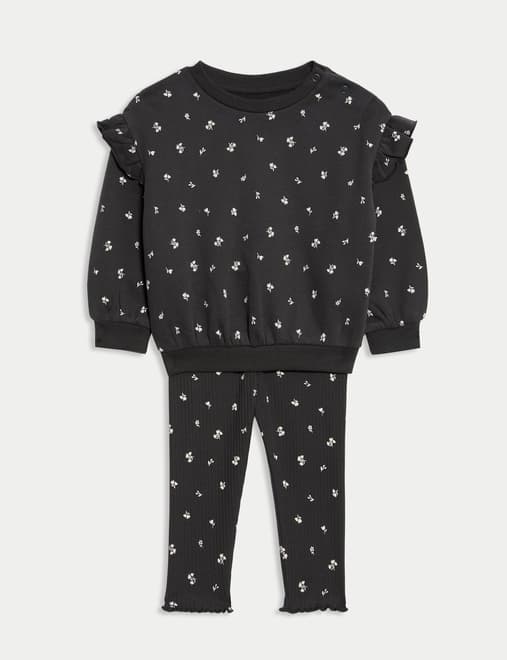 2pc Cotton Rich Ditsy Top & Bottom Outfit (0-6 Yrs)