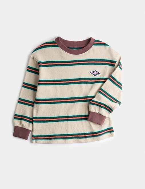 Pure Cotton Textured Striped Long Sleeve Top (2-8 Yrs)