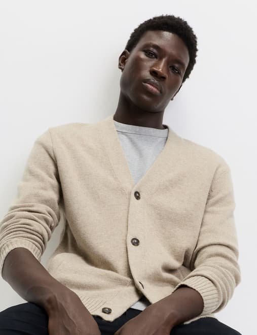 Lambswool Blend V-Neck Cardigan