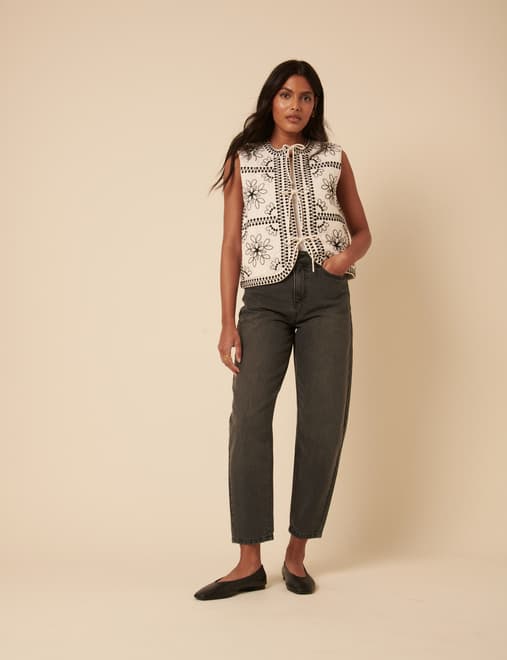 Barrel Leg Jeans Black