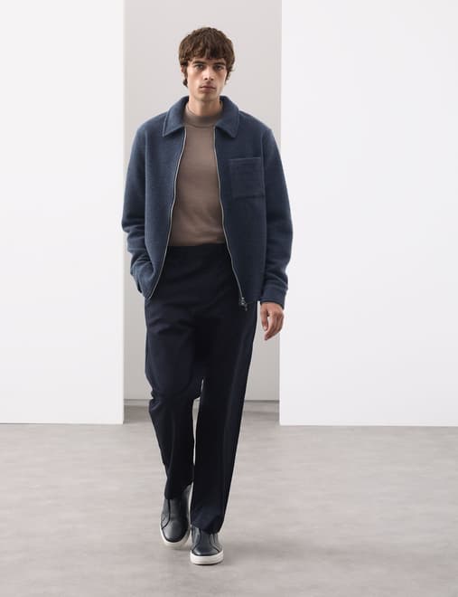 Wool Blend Zip up Fleece Jacket