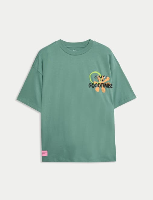 Pure Cotton Good Times Slogan T- Shirt (6-16 Yrs)