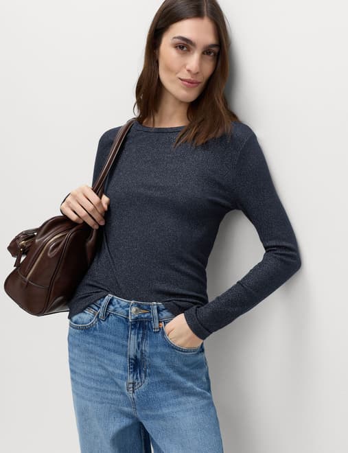 Cotton Rich Sparkly Ribbed Top