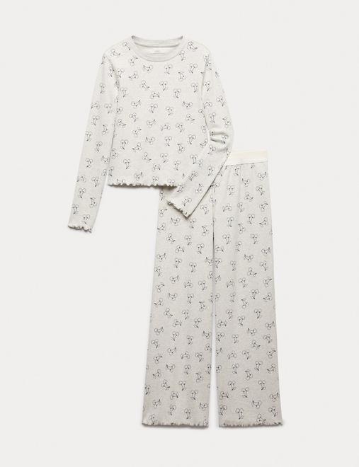 Kids' Cotton Rich Cherry Ribbed Pyjamas (6-16 Yrs)