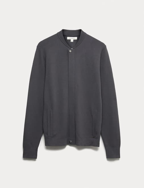 Relaxed Knitted Bomber Jacket