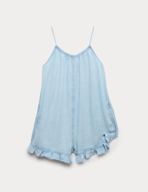 Pure Cotton Ruffle Hem Print Playsuit (6-16 Yrs)