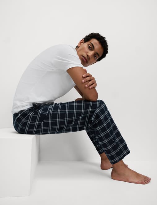 Pure Cotton Checked Pyjama Bottoms