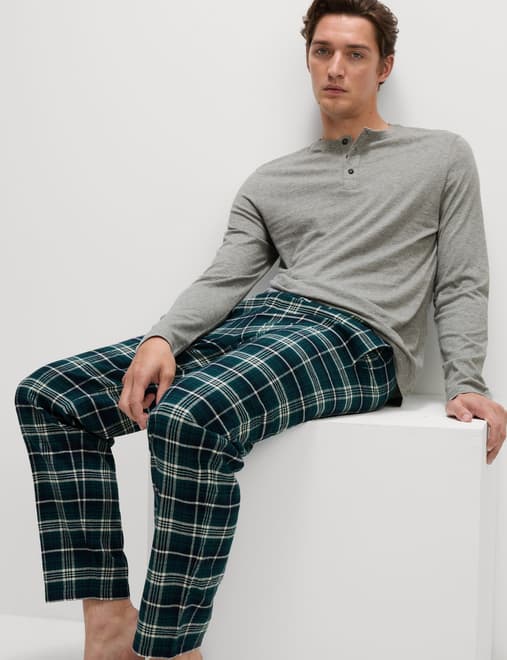 Pure Cotton Henley Check Pyjama Set