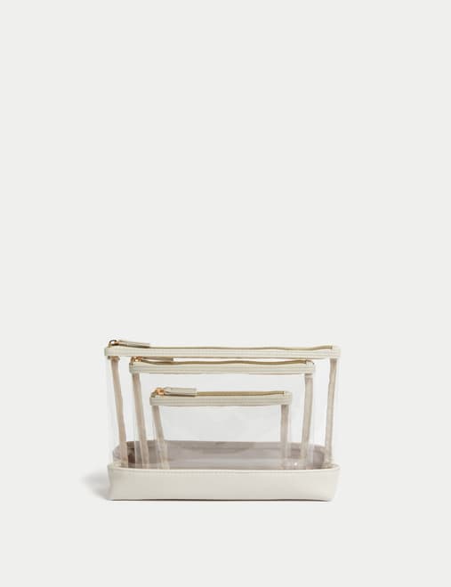 3 Piece Clear Makeup Bag Set