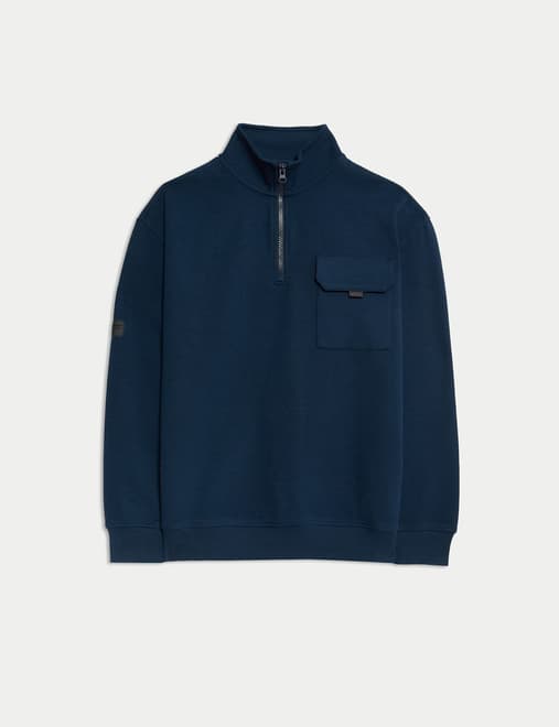 Cotton Rich Funnel Neck Half Zip Sweatshirt (6-16 Yrs)