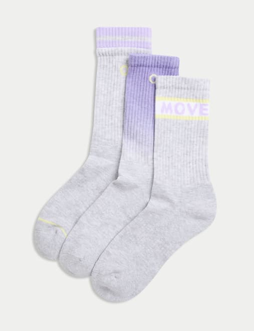 3pk Cotton Blend Ankle High Socks