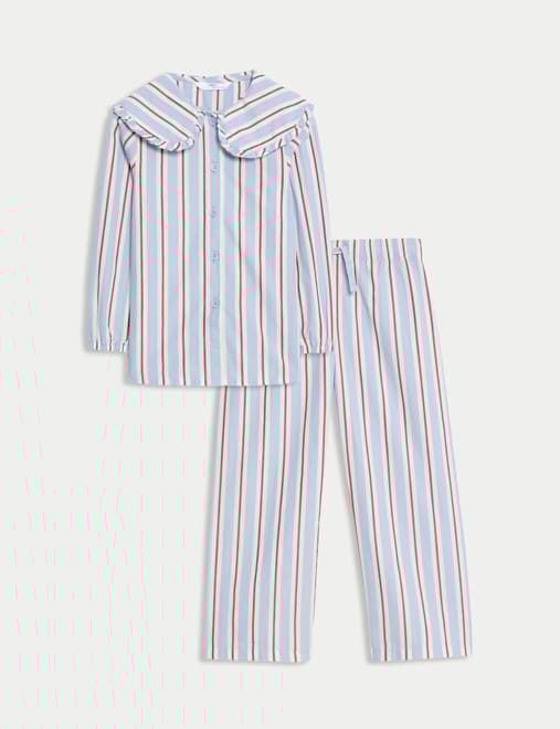 Pure Cotton Striped Revere Pyjamas (1-8 Yrs)