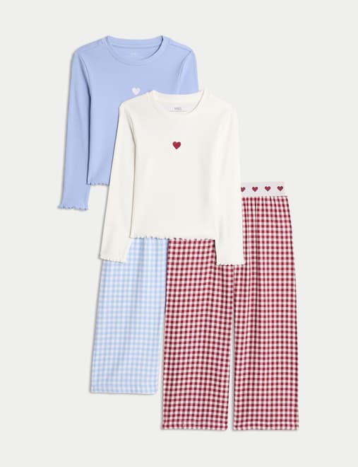 2pk Cotton Rich Gingham Pyjama Sets (1-8 Yrs)