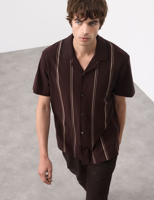 Cotton Rich Striped Revere Polo Shirt